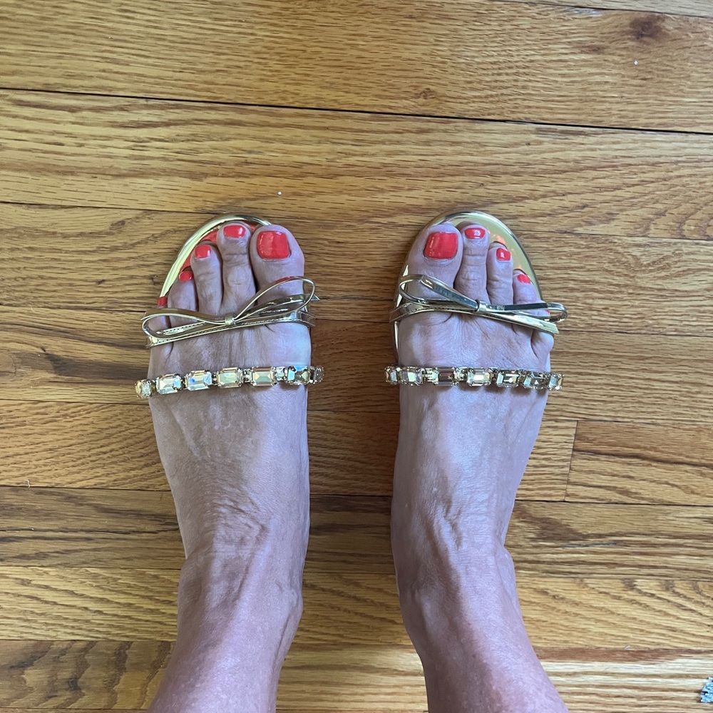 Elegant NEW Giambatta Valli Gemstone Gold Sandals Made in Italy 🇮🇹 size 9